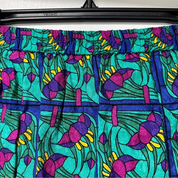 Vintage Doncaster Green Floral Print Pleated Midi Skirt Women’s Size 14 Retro - Picture 10 of 16
